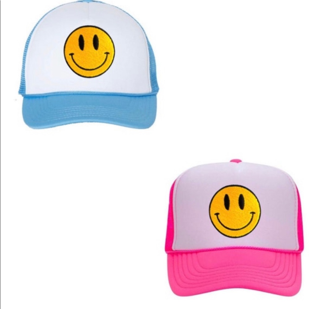 Smiley Face Trucker Hat Preppy y2k Embroidered Adjustable Women Teen